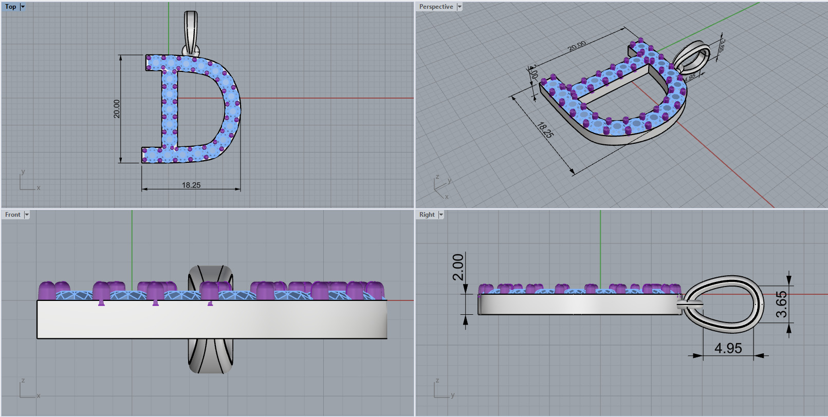 Initial D pendant You can order any letter 3D print model_2