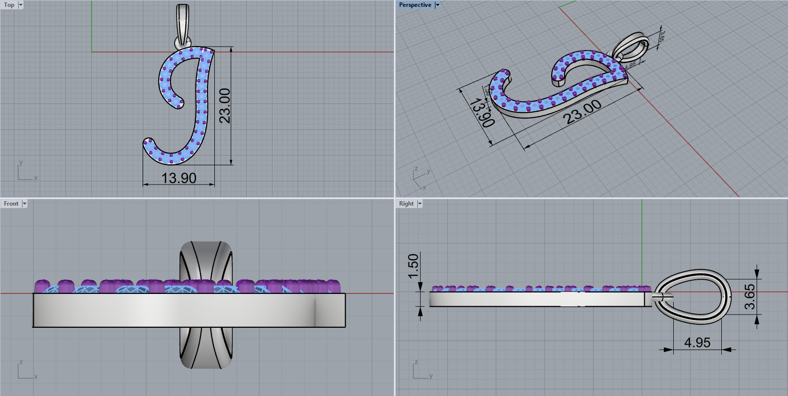 Initial letter J model 1137 3D print model_3