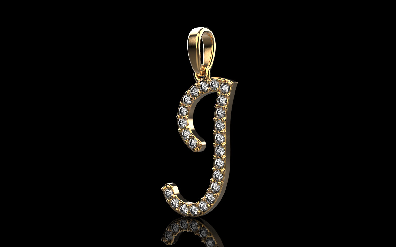 Initial letter J model 1137 3D print model_2