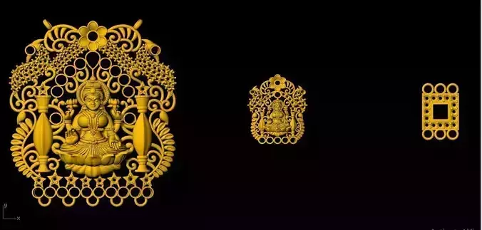 laxmi pendant necklace 3dm file