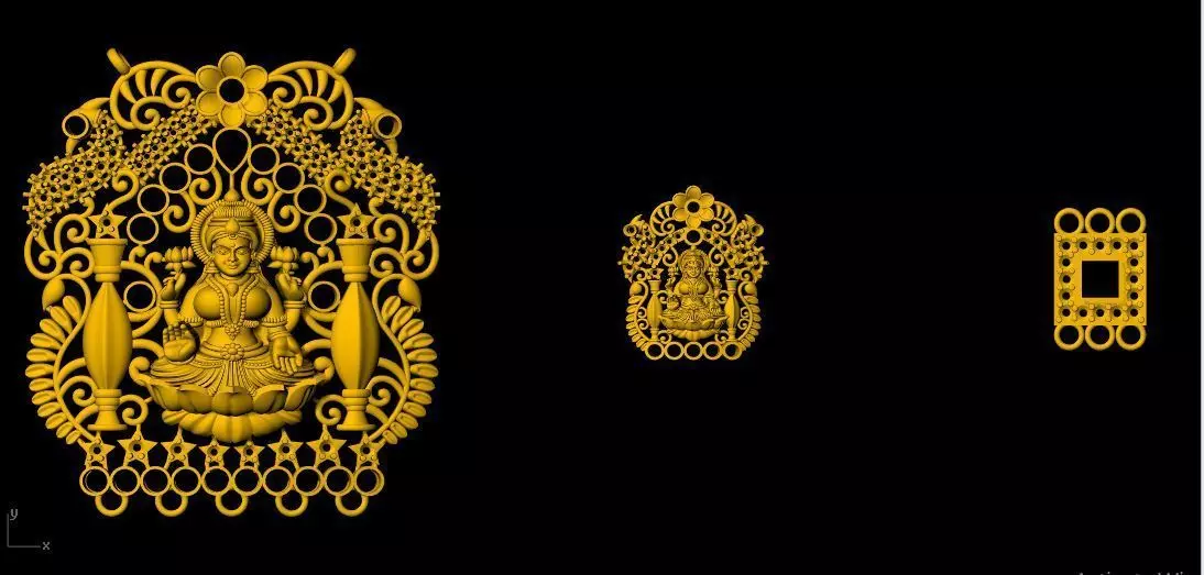 laxmi pendant necklace 3dm file 3D print model_0
