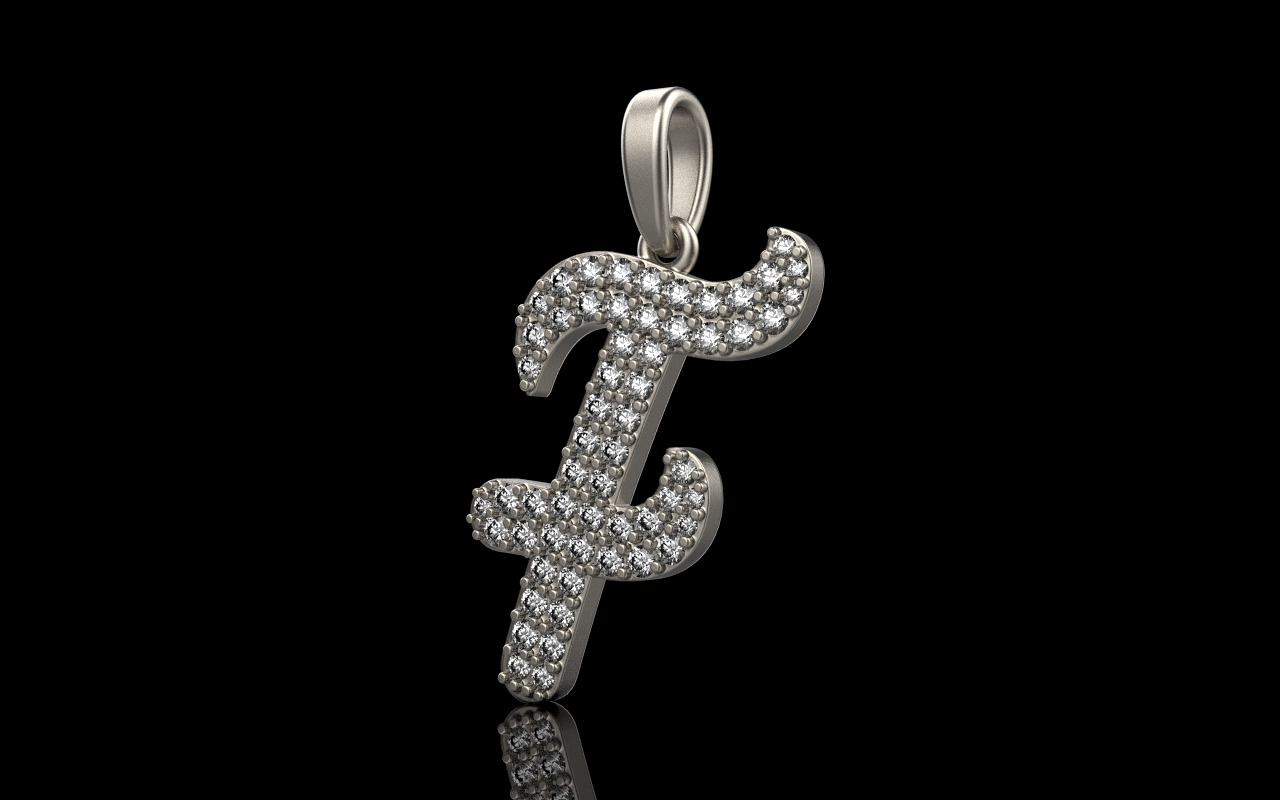 Initial letter F model 1139 3D print model_24