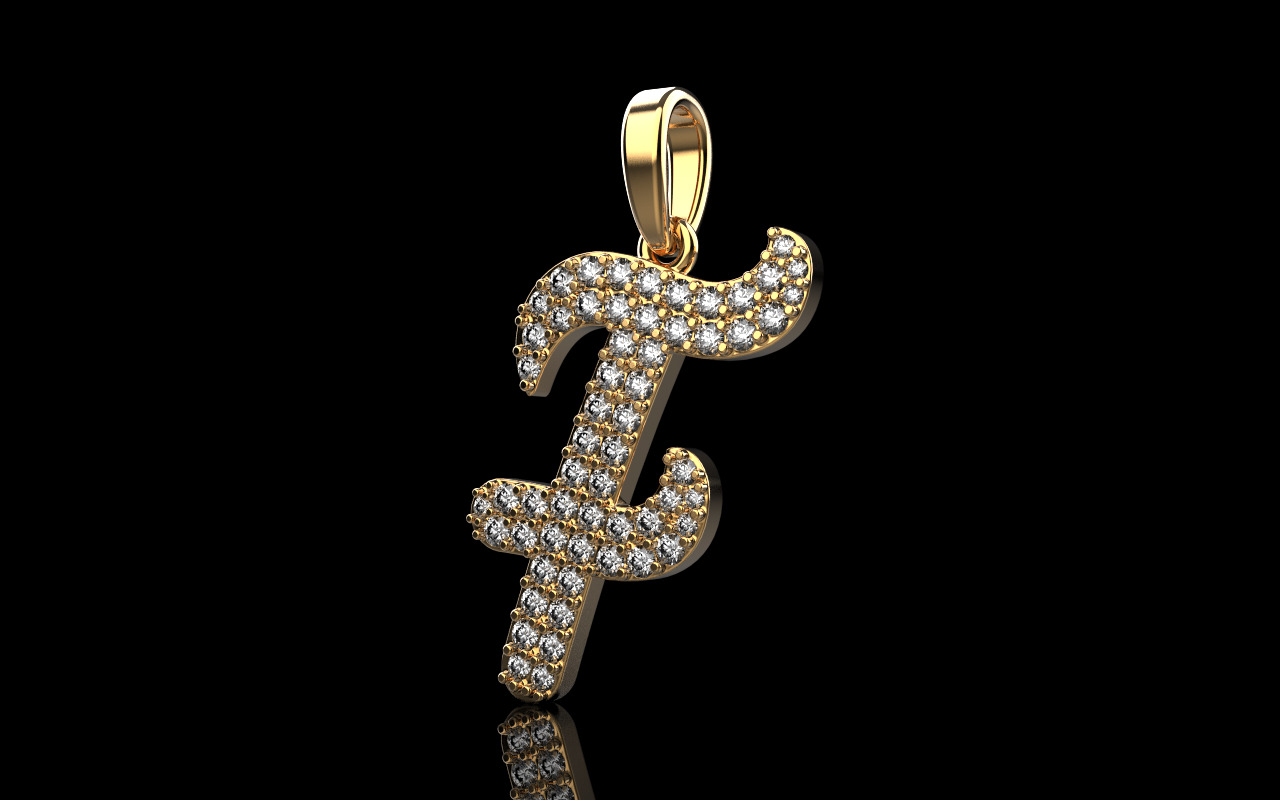 Initial letter F model 1139 3D print model_2