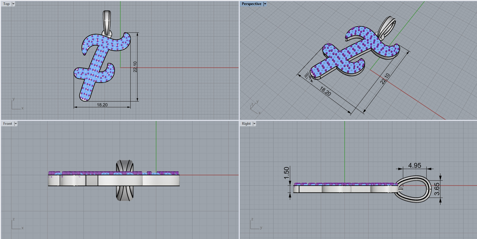 Initial letter F model 1139 3D print model_3