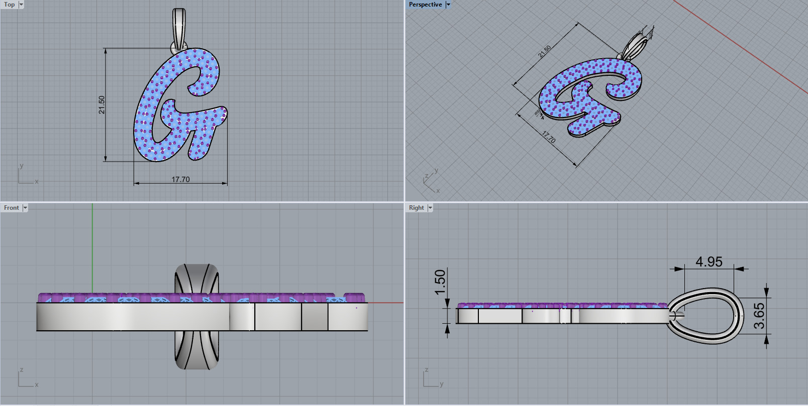 Initial letter G model 1140 3D print model_4