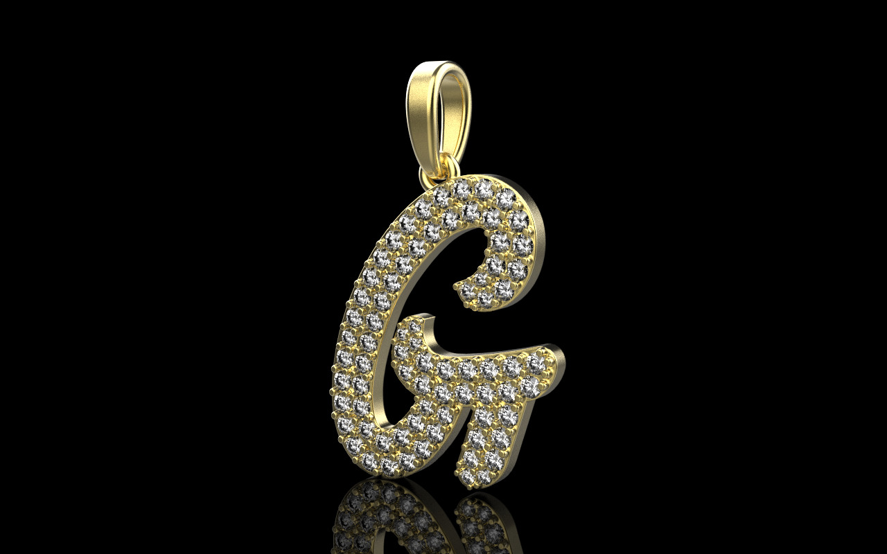 Initial letter G model 1140 3D print model_20