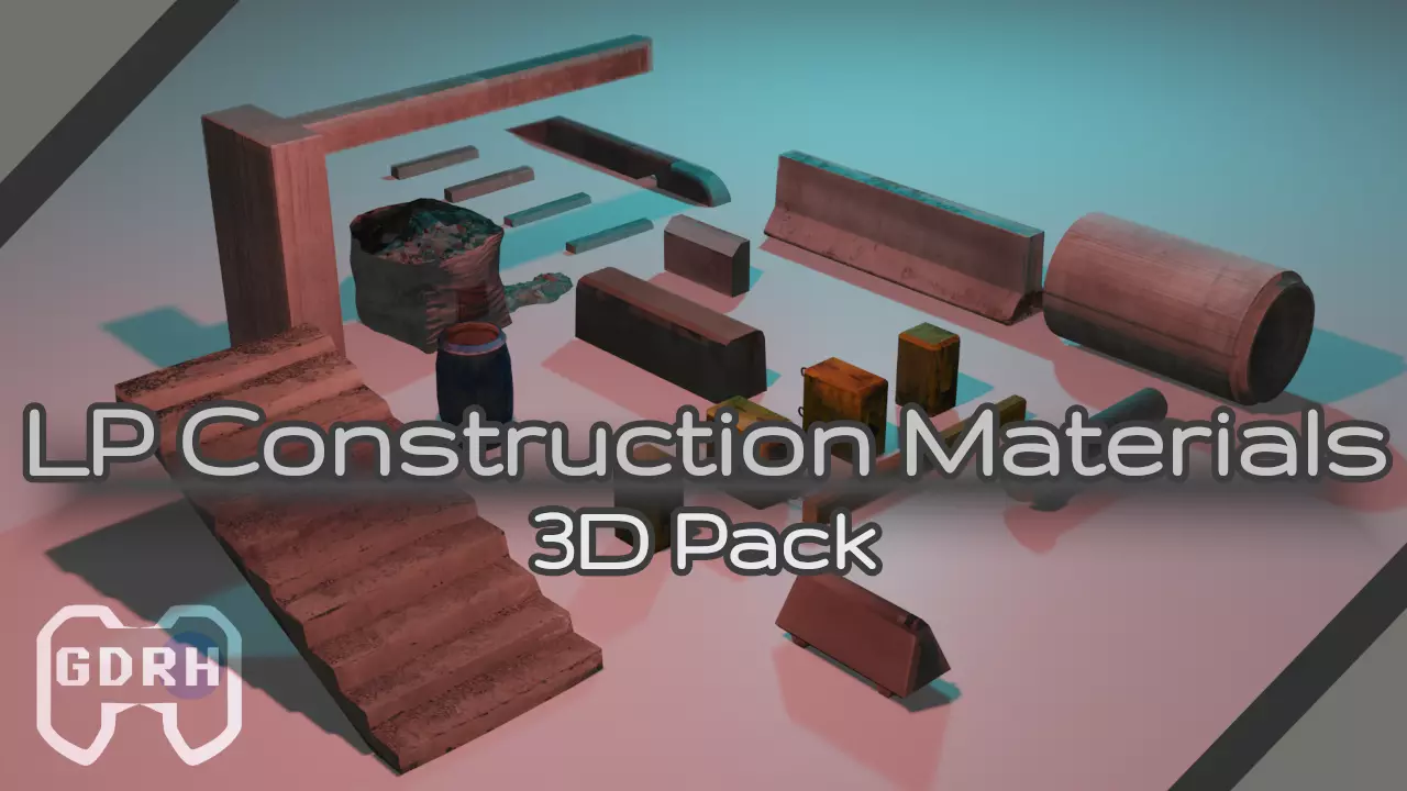 Low Poly Construction Materials 3D Pack Low-poly 3D model_0