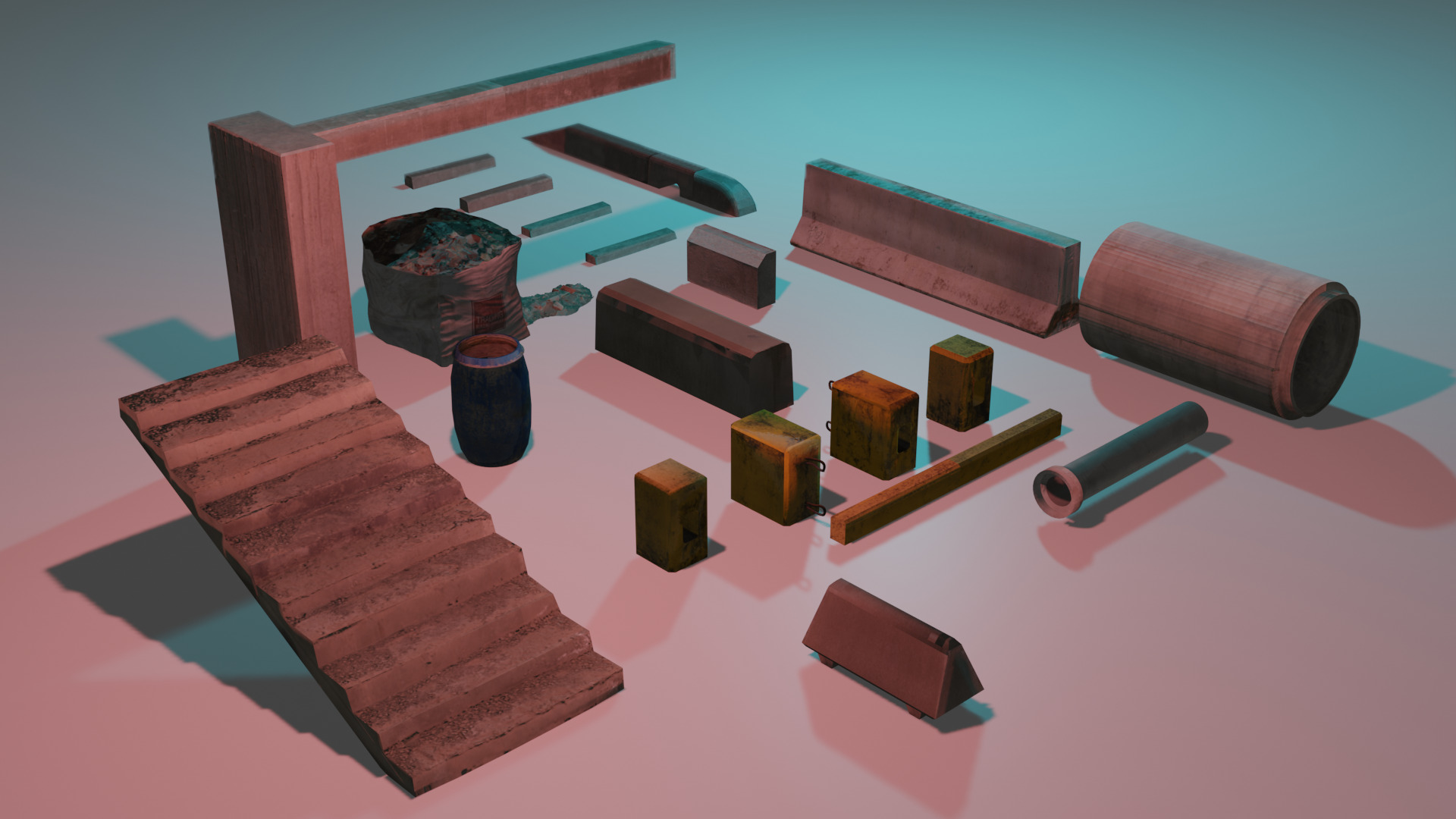 Low Poly Construction Materials 3D Pack Low-poly 3D model_8
