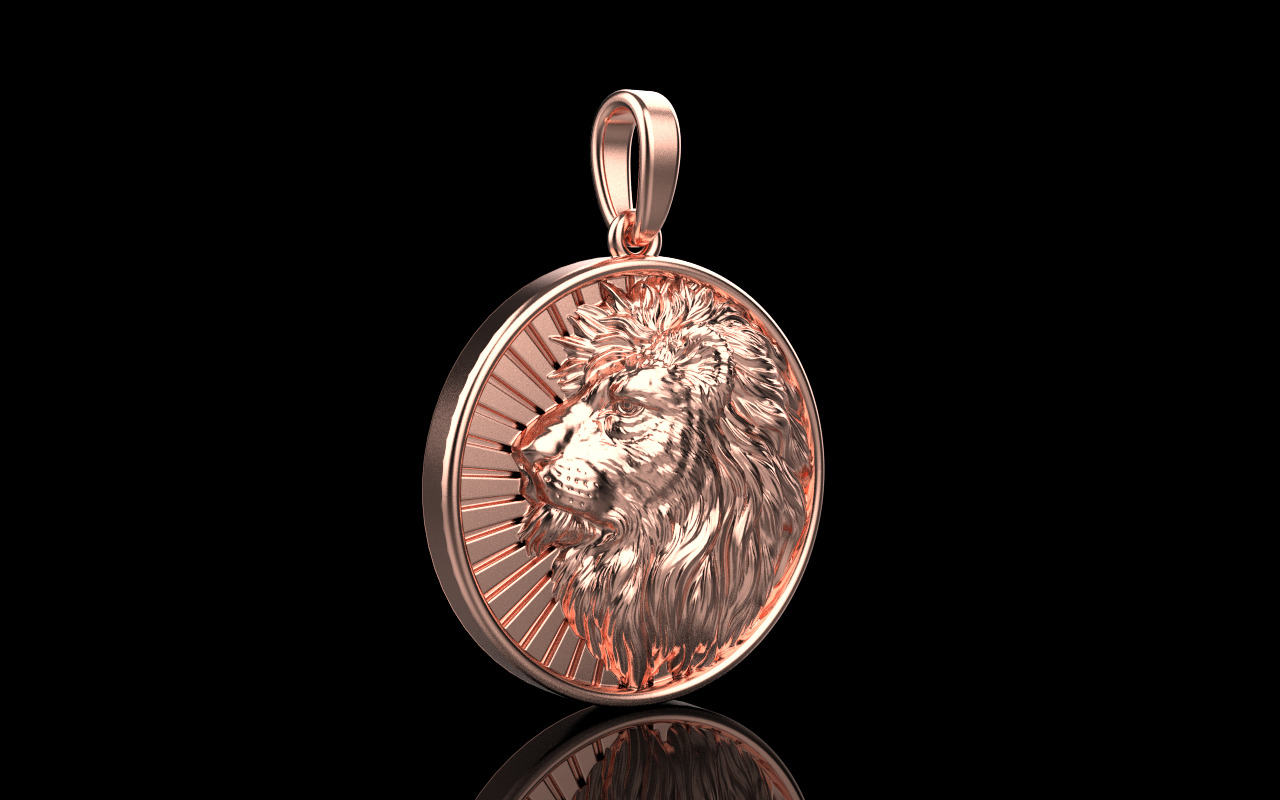 Lion pendant model 1144 3D print model_17