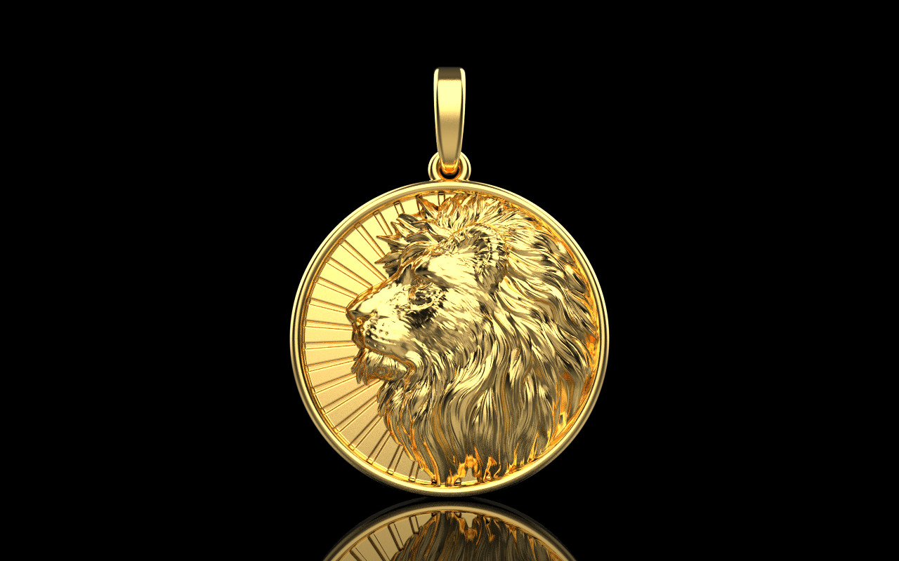 Lion pendant model 1144 3D print model_9