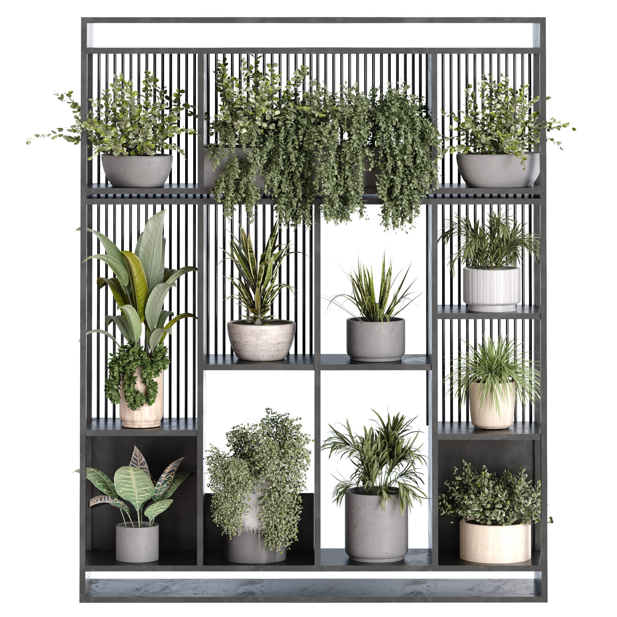 collection of plants in vase set 529 3D model_2