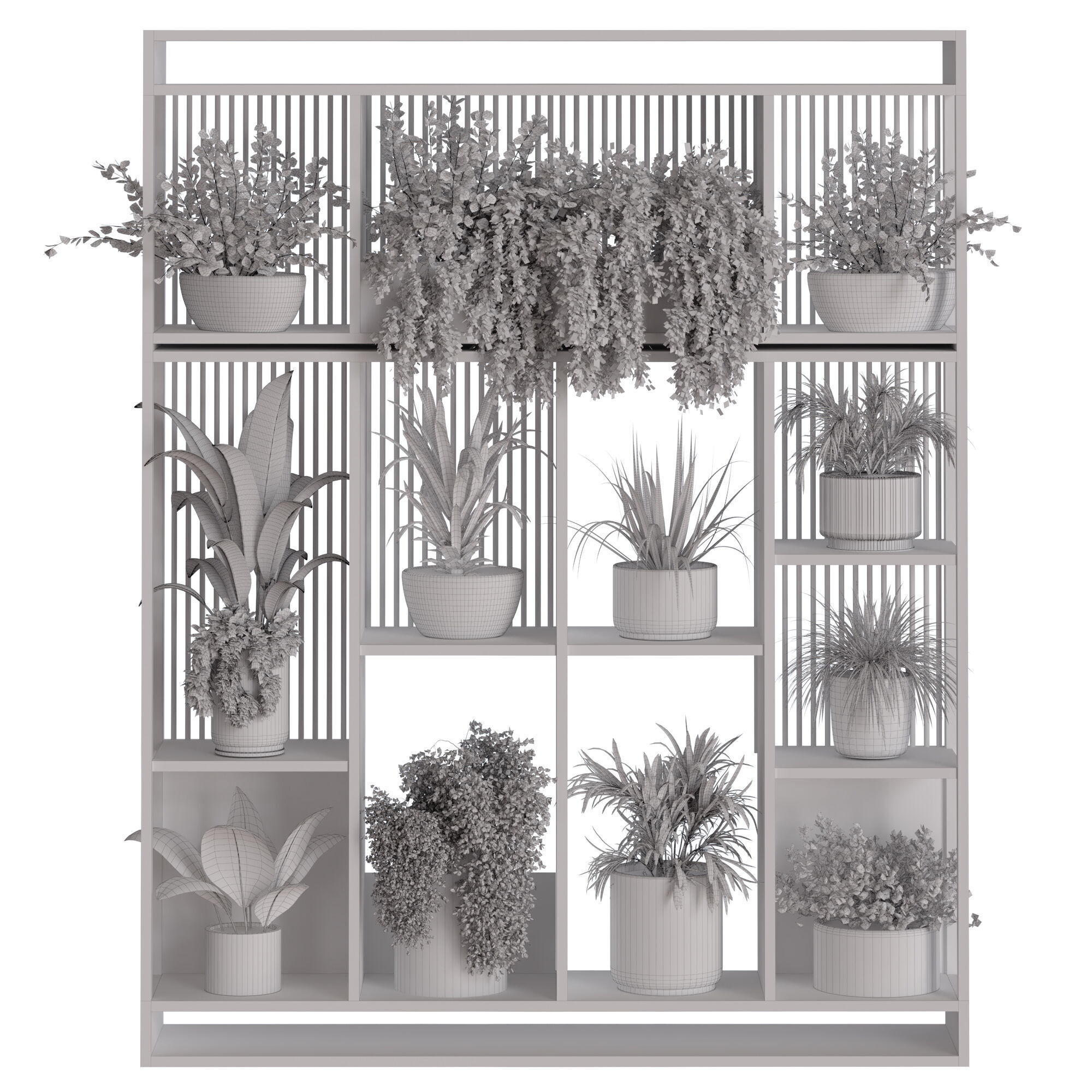 collection of plants in vase set 529 3D model_3