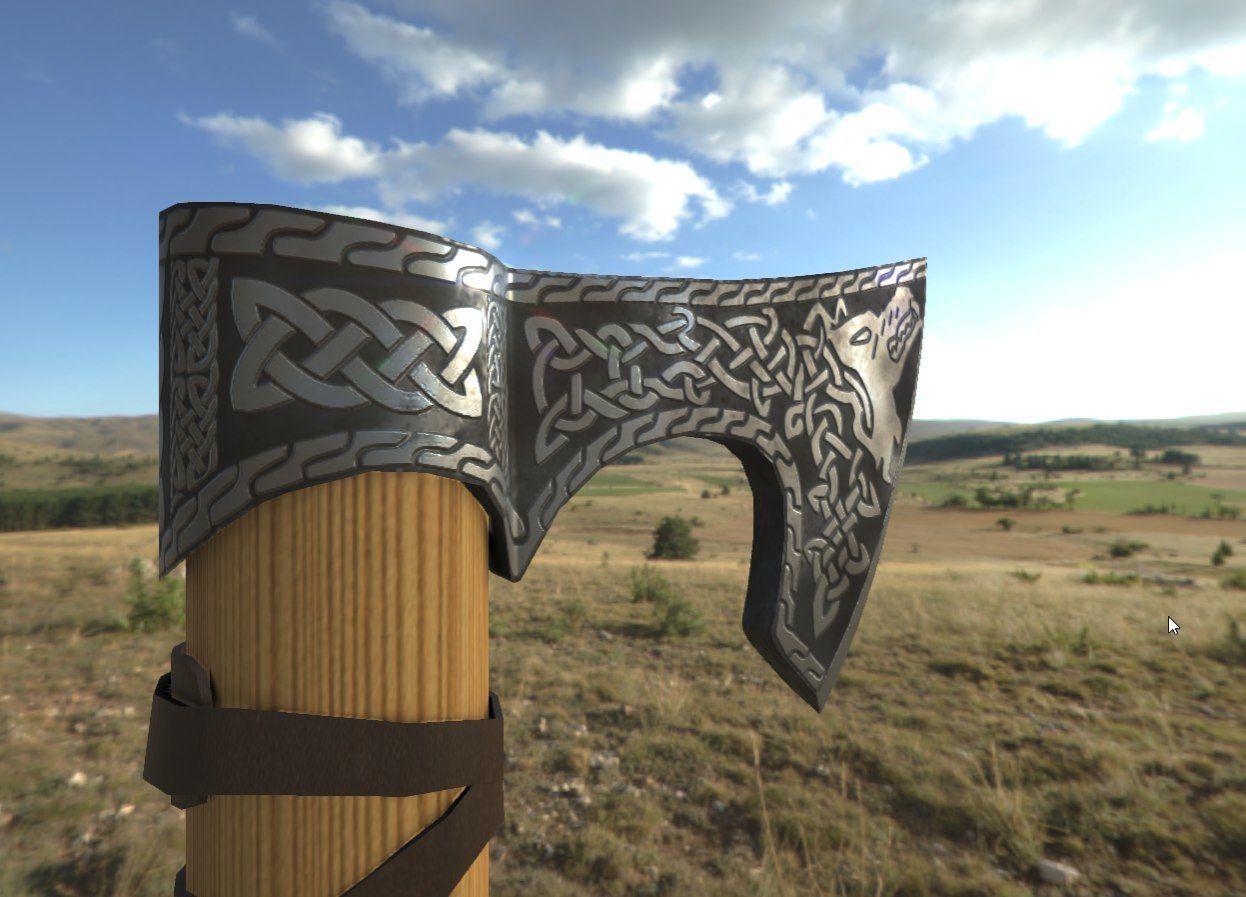 Medieval Battle Axe Low-poly 3D model_4