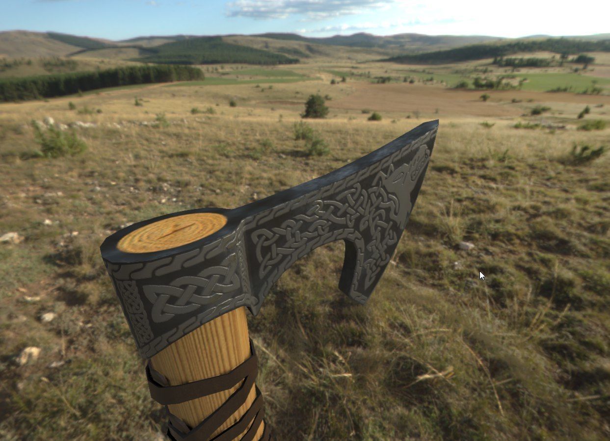 Medieval Battle Axe Low-poly 3D model_3
