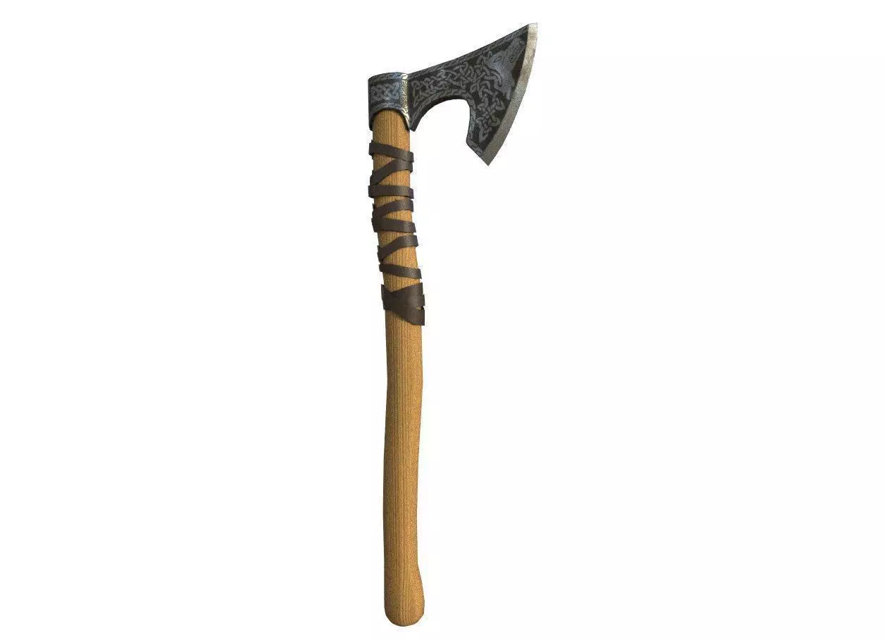 Medieval Battle Axe Low-poly 3D model_0