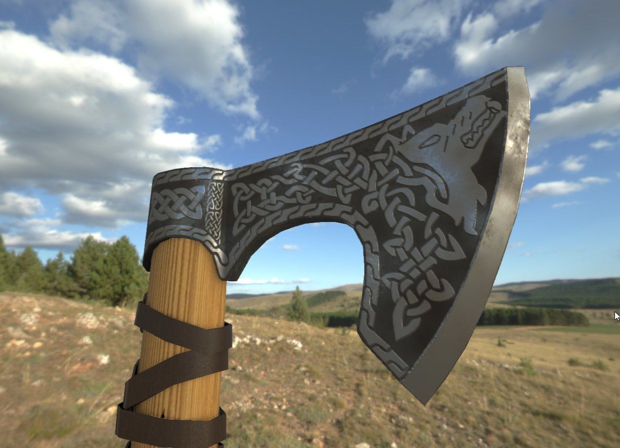 Medieval Battle Axe Low-poly 3D model_2