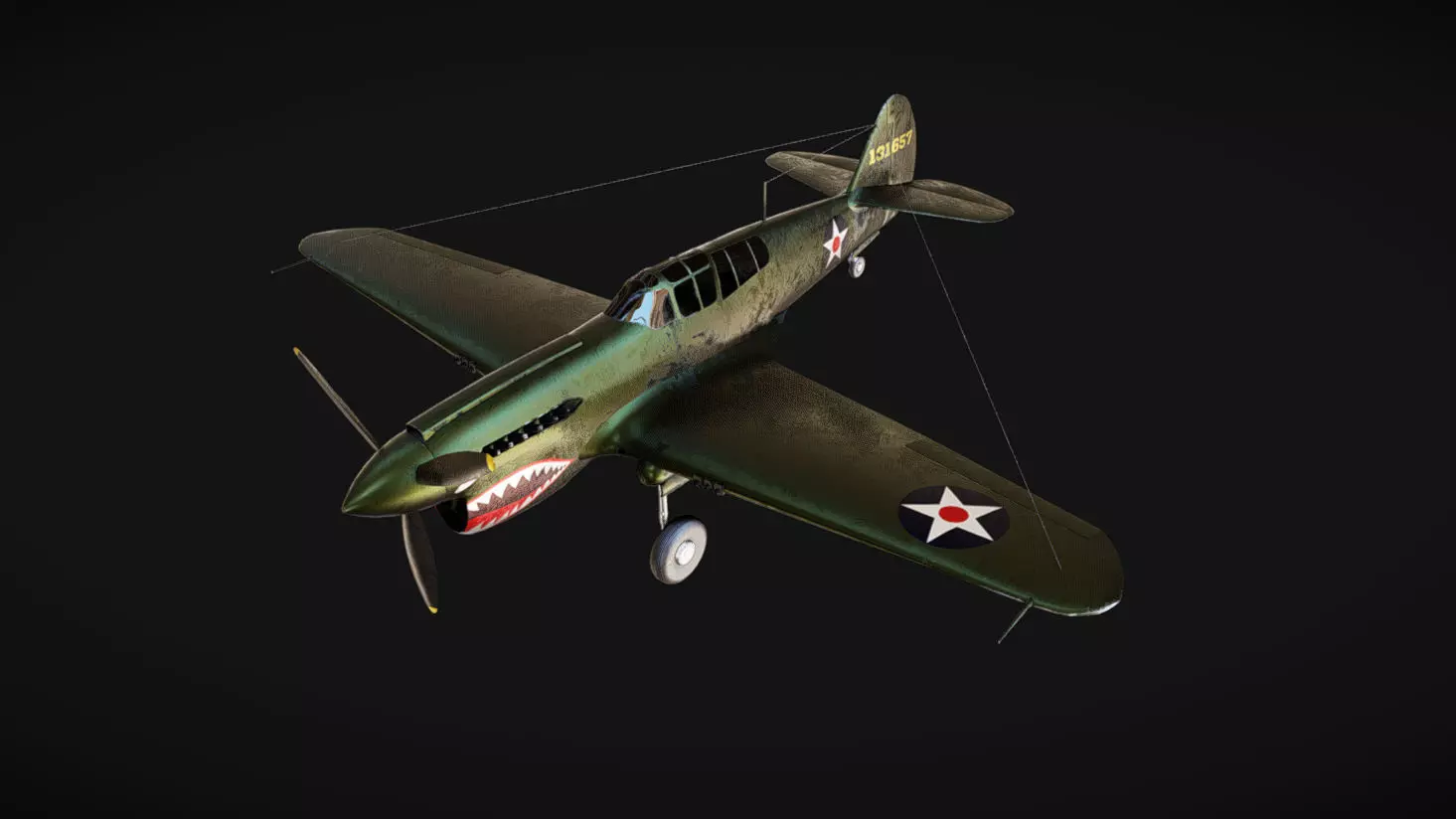 Curtiss P-40 Warhawk Low-poly 3D model