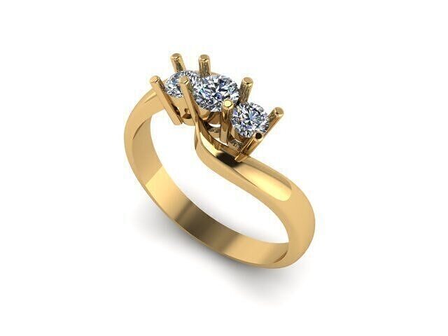 3 Stone Engagement Ring For Diamonds 3D print model