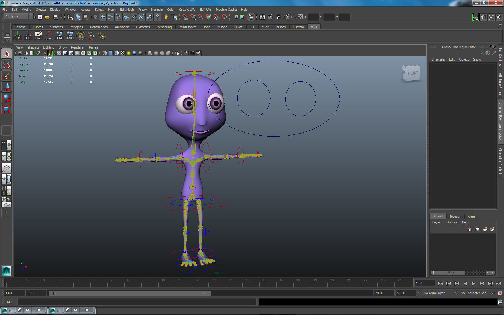 Cartoon alien Low-poly 3D model_7