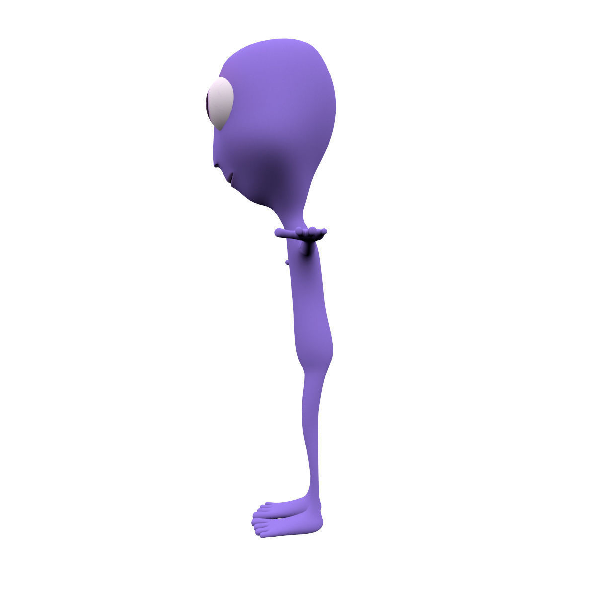 Cartoon alien Low-poly 3D model_3