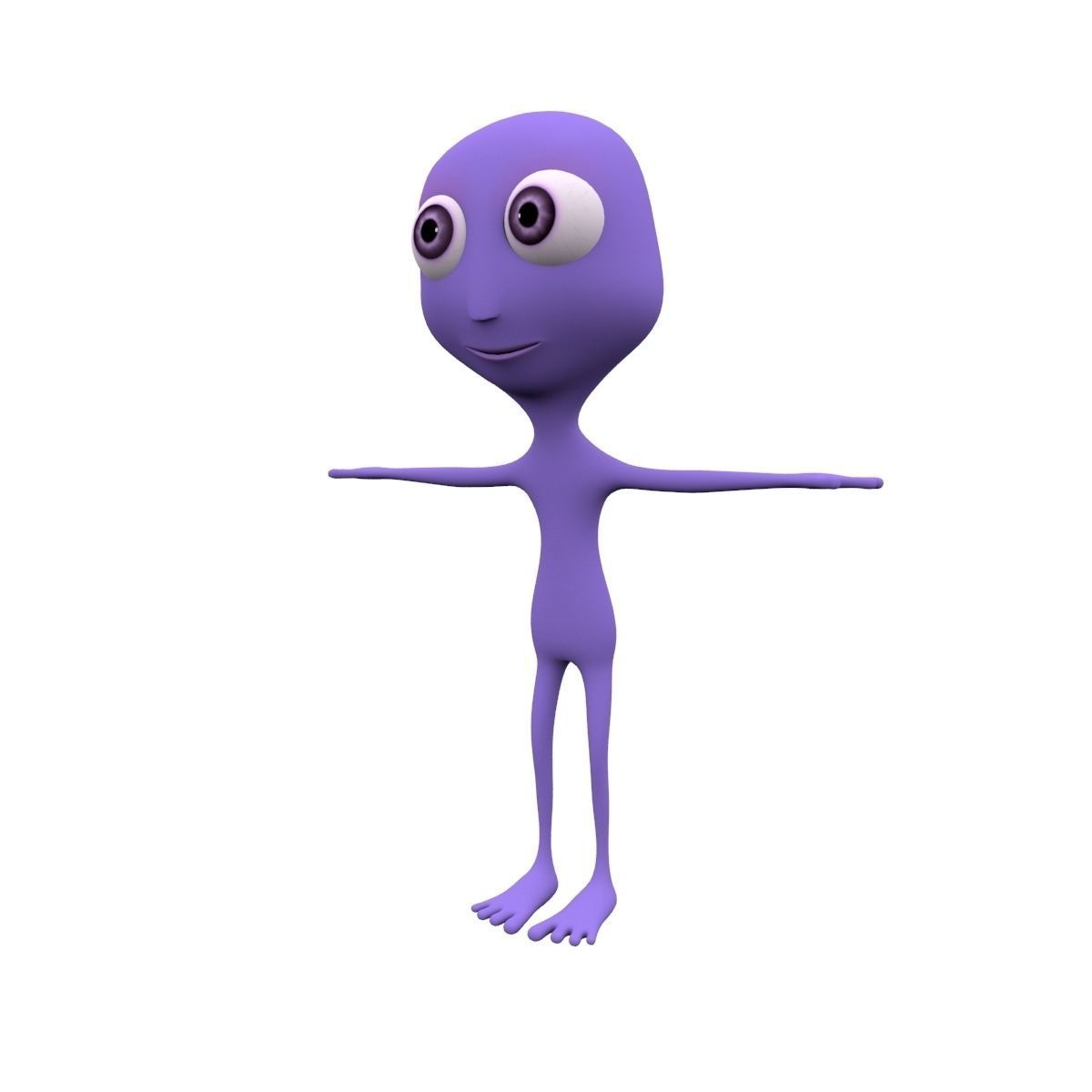 Cartoon alien Low-poly 3D model_2