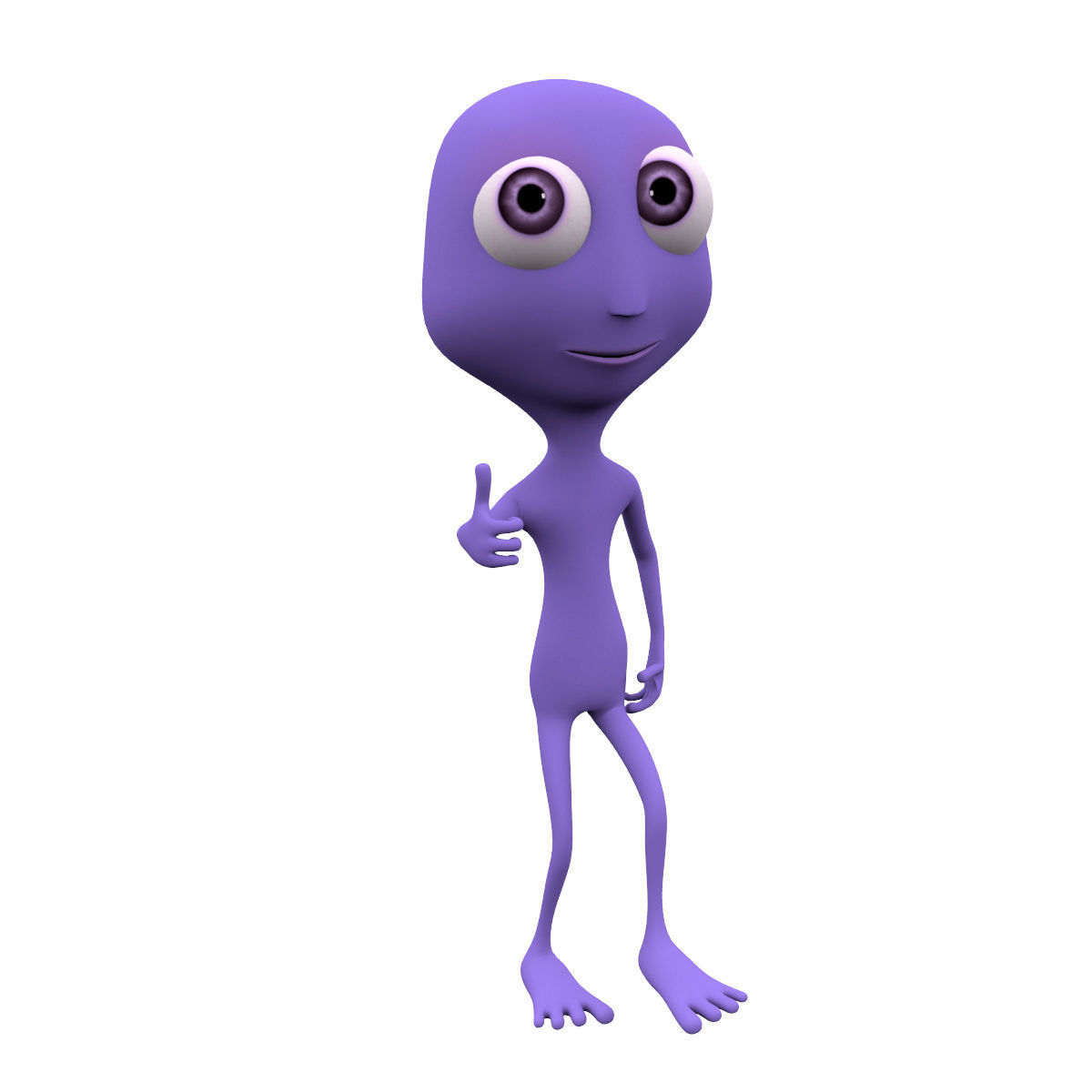 Cartoon alien Low-poly 3D model_6