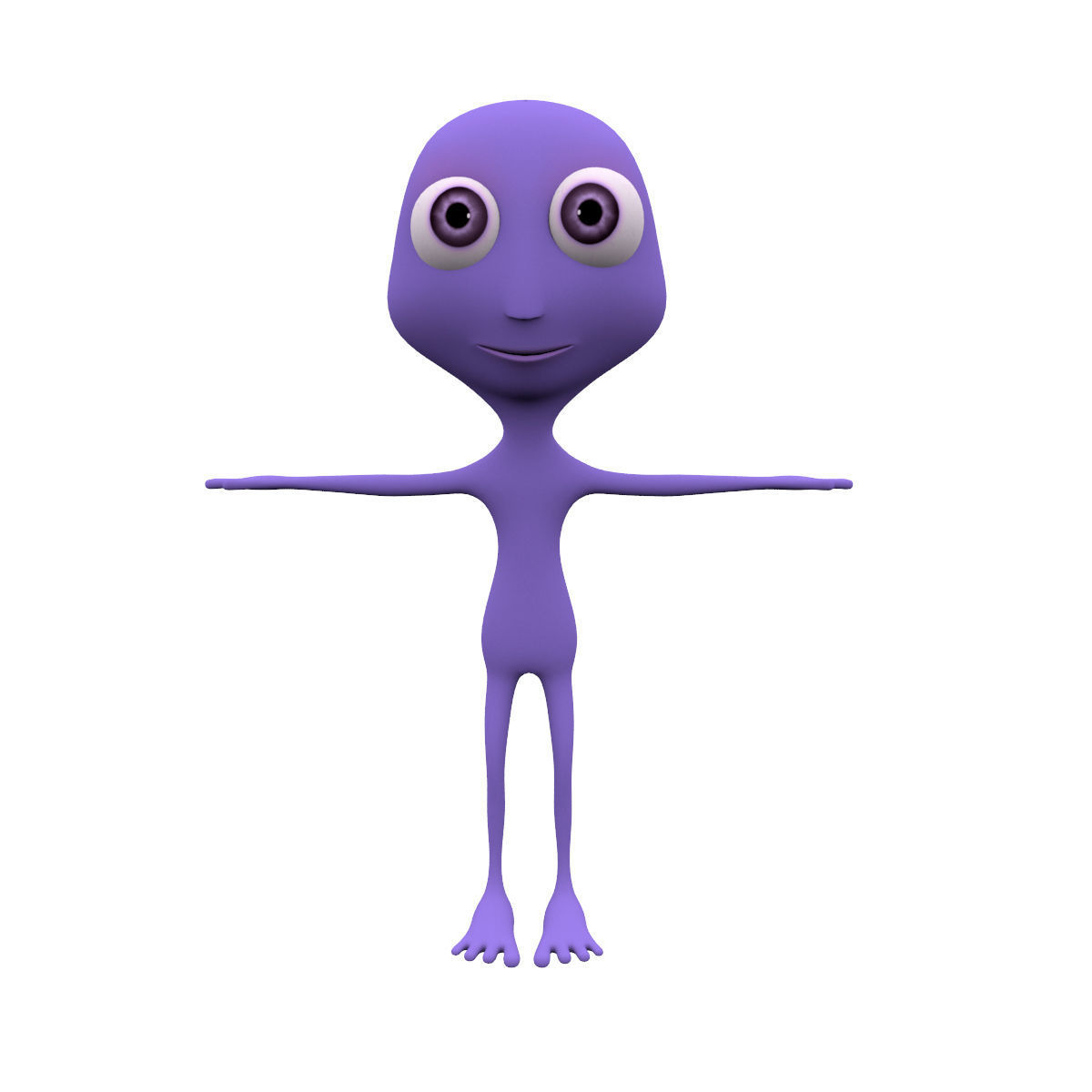 Cartoon alien Low-poly 3D model_1