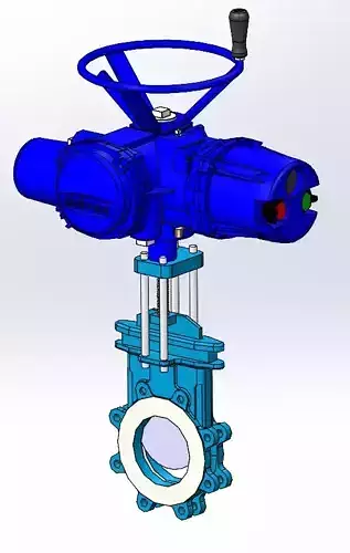 6 inch Tureline Knife Gate Valve Flowserve Limitorque Actuator 3D model