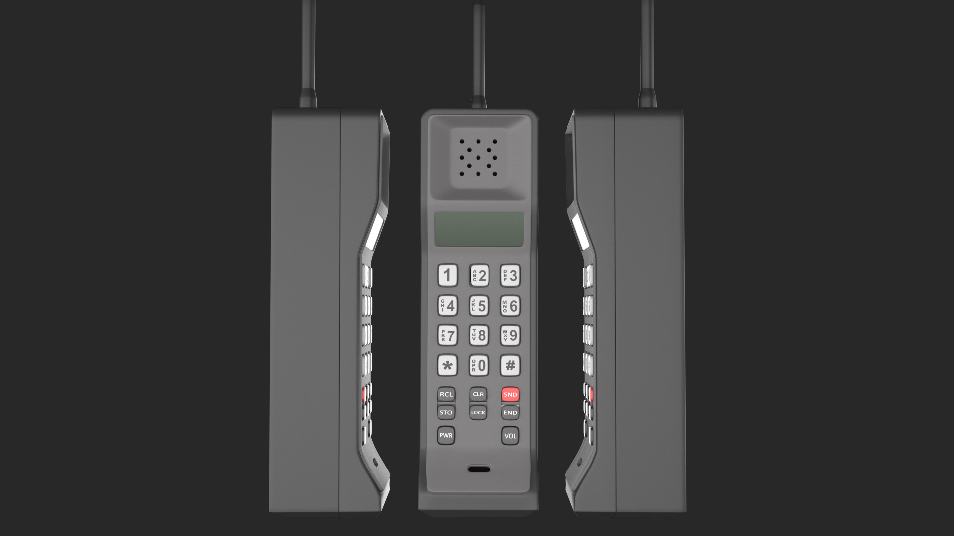 Retro Brick Cell Phone 3D model_2