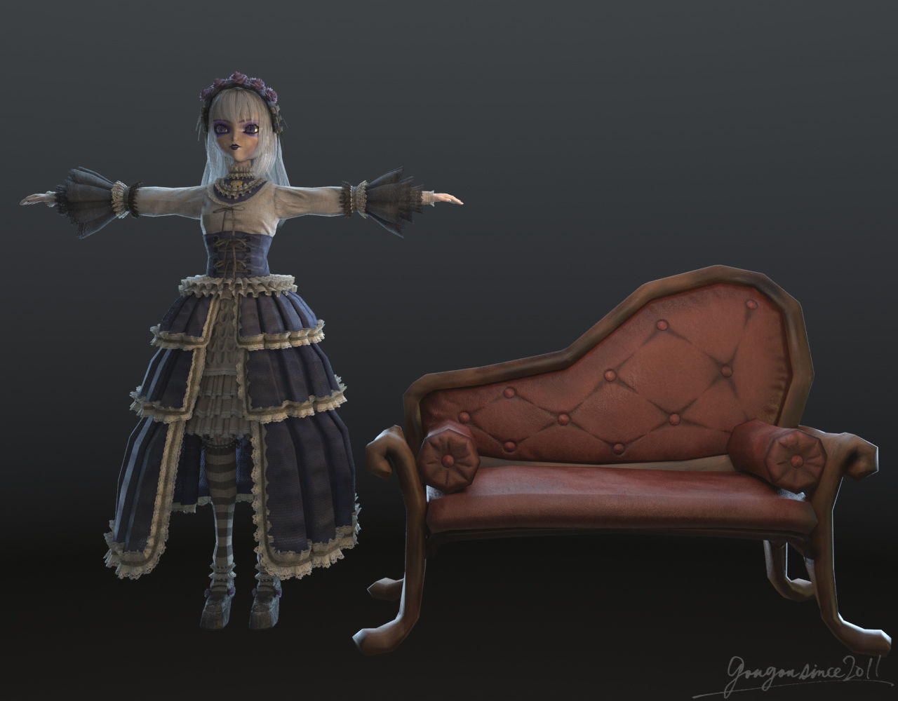 Antique Doll 3D model_1