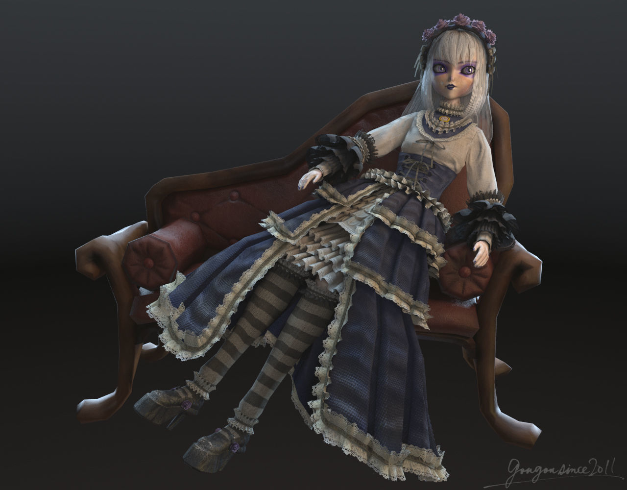 Antique Doll 3D model_3