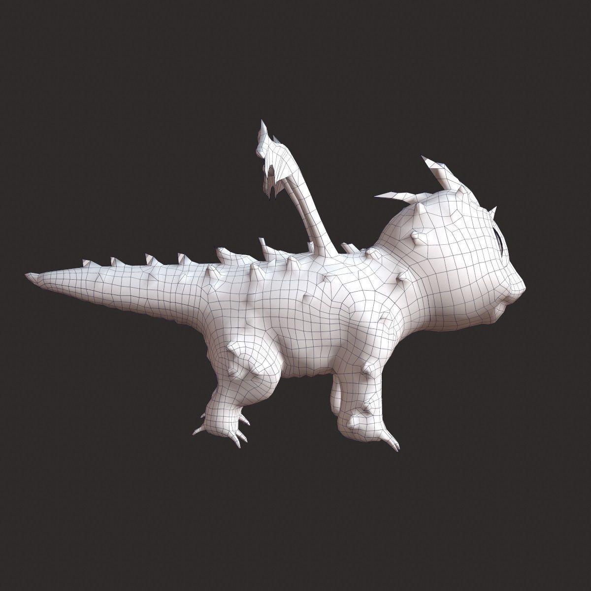 Rigged little cute dragon Low-poly 3D model_12