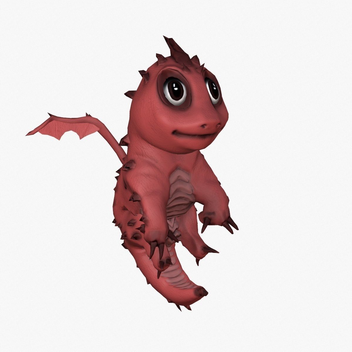 Rigged little cute dragon Low-poly 3D model_6