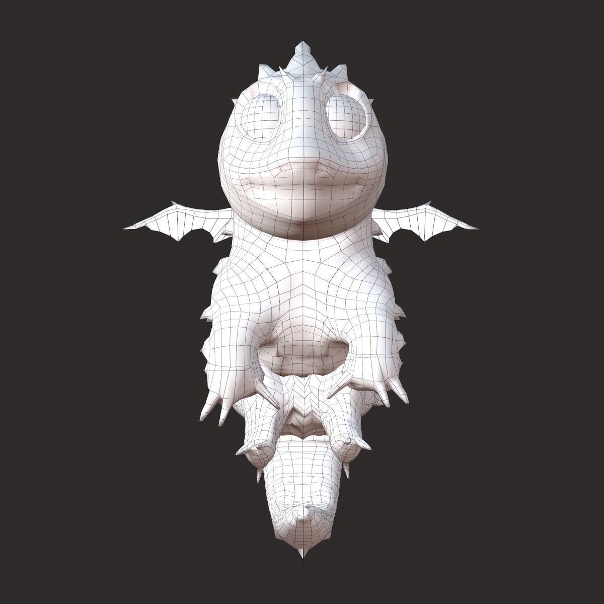 Rigged little cute dragon Low-poly 3D model_14
