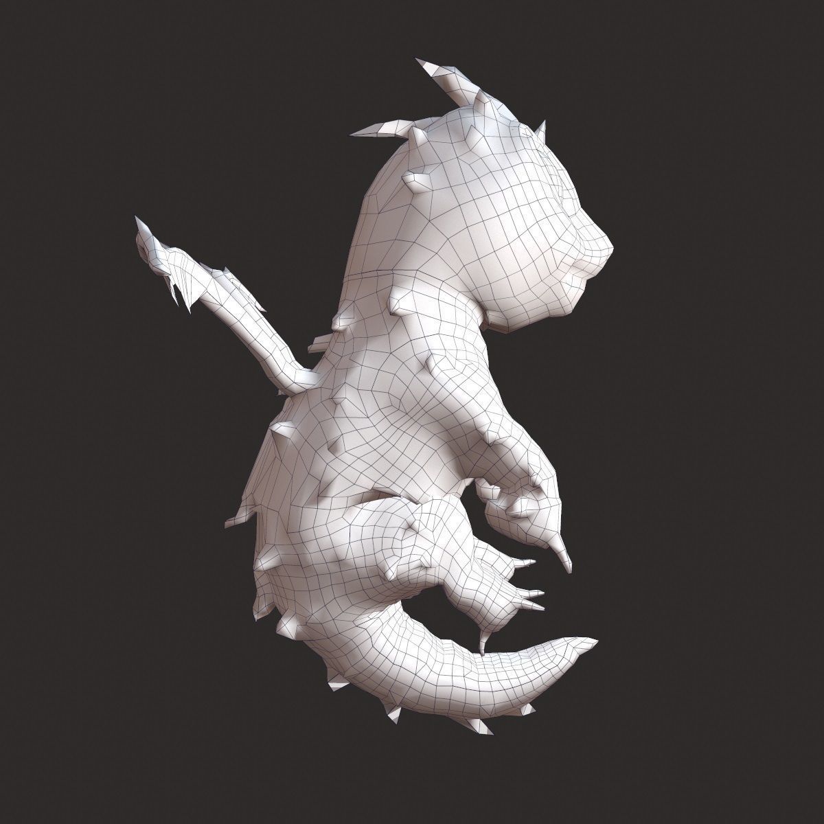 Rigged little cute dragon Low-poly 3D model_13
