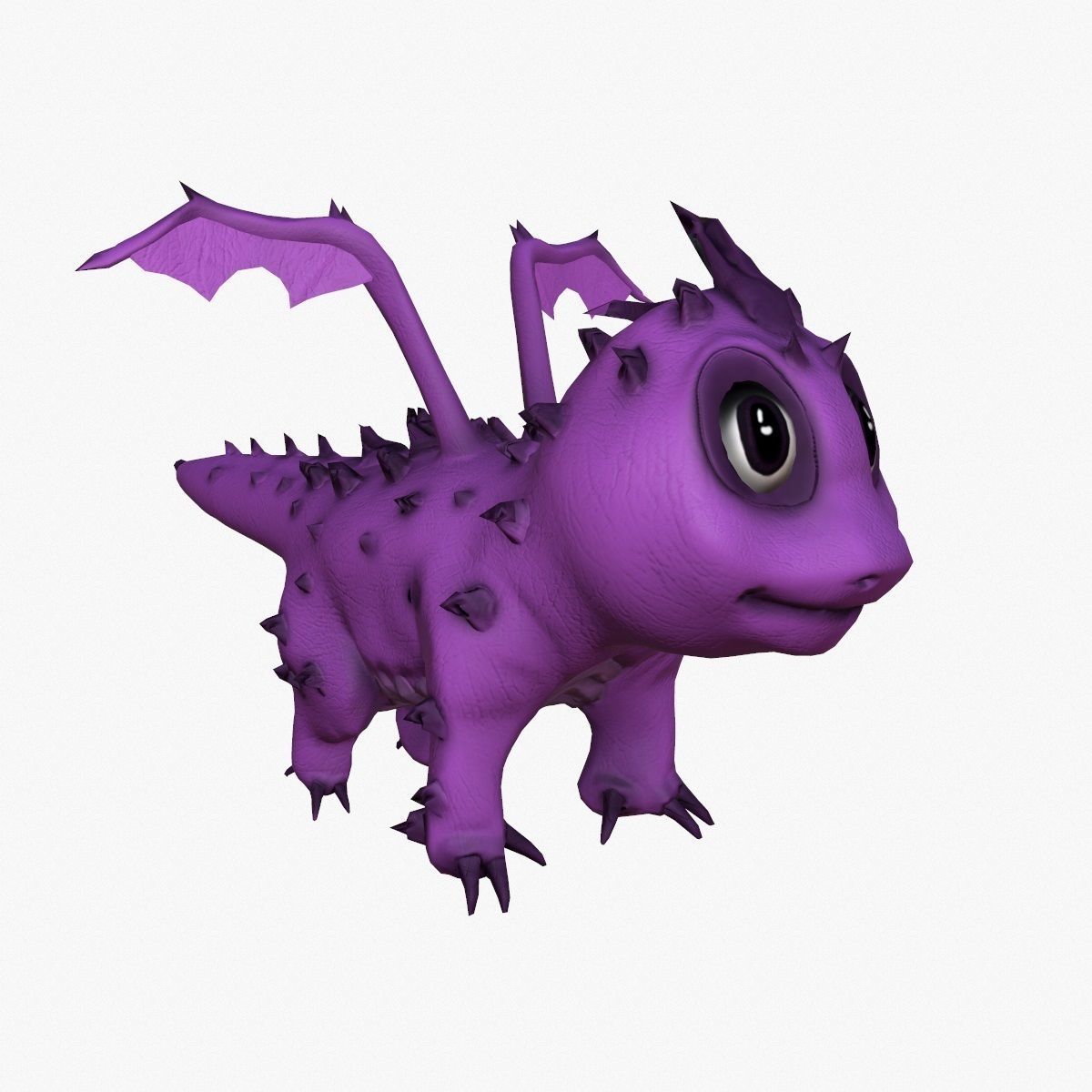 Rigged little cute dragon Low-poly 3D model_4