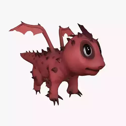 Rigged little cute dragon Low-poly 3D model