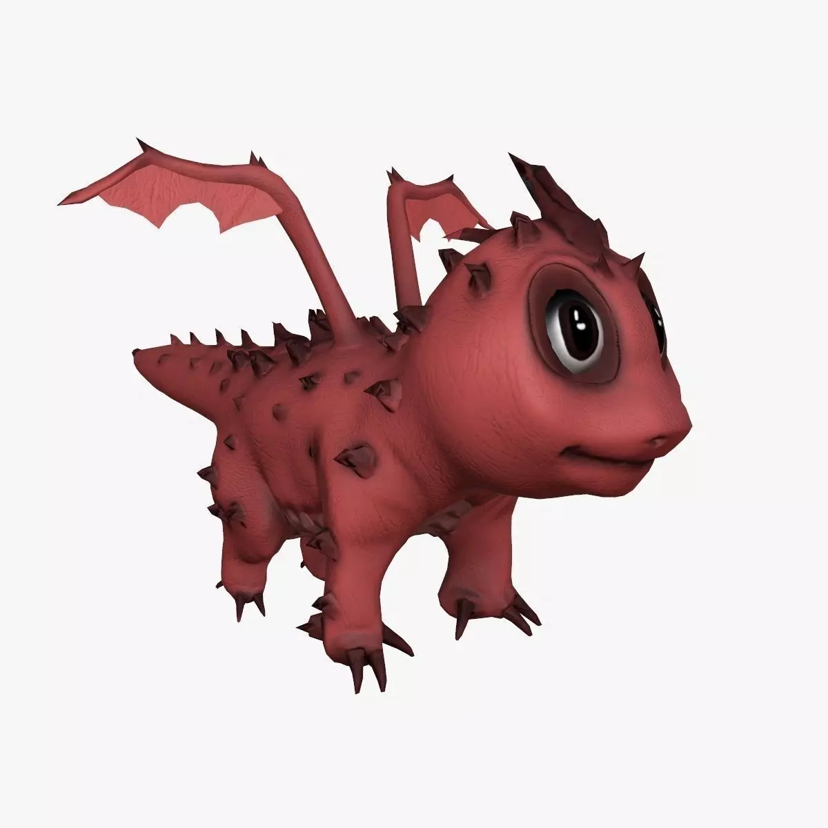 Rigged little cute dragon Low-poly 3D model_0