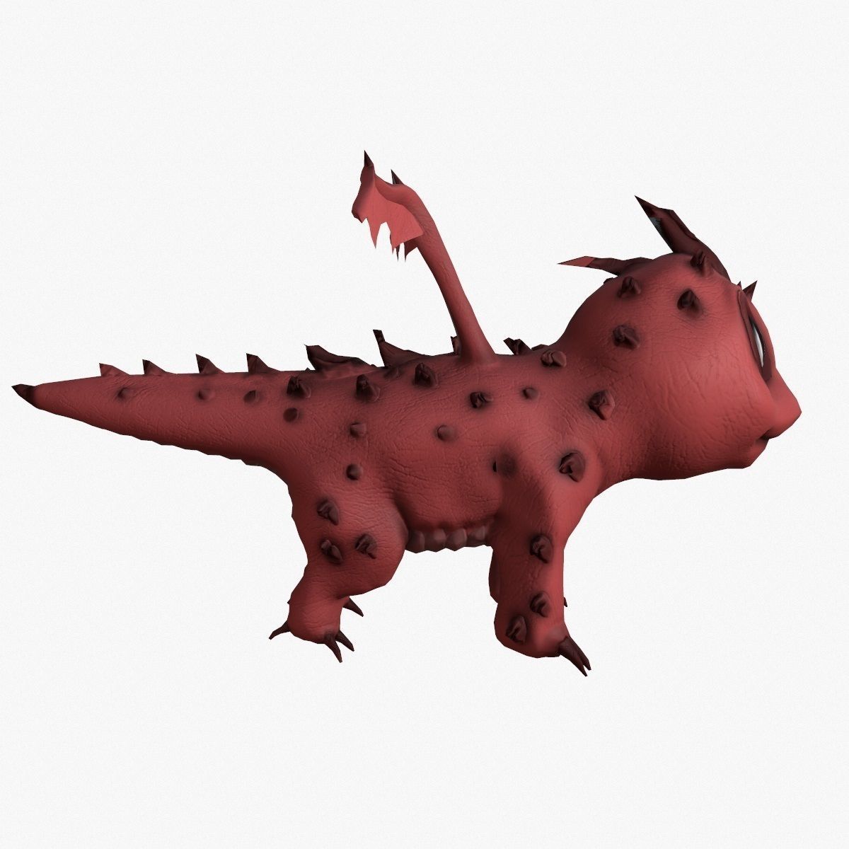 Rigged little cute dragon Low-poly 3D model_1