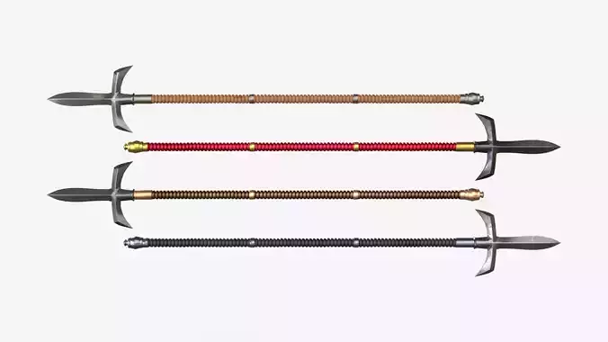 Japanese Spear Kama Yari 4 colors 3D model