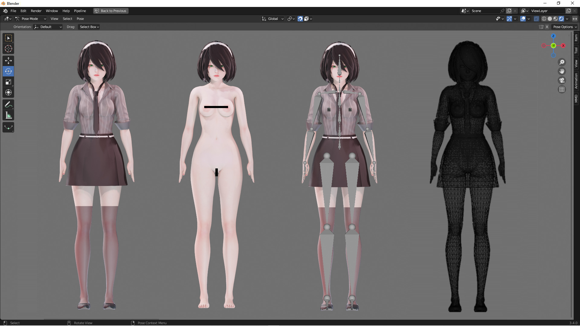 Casual clothes 0020 - Rig -Unreal - Unity - Blender - Animated Low-poly 3D model_3