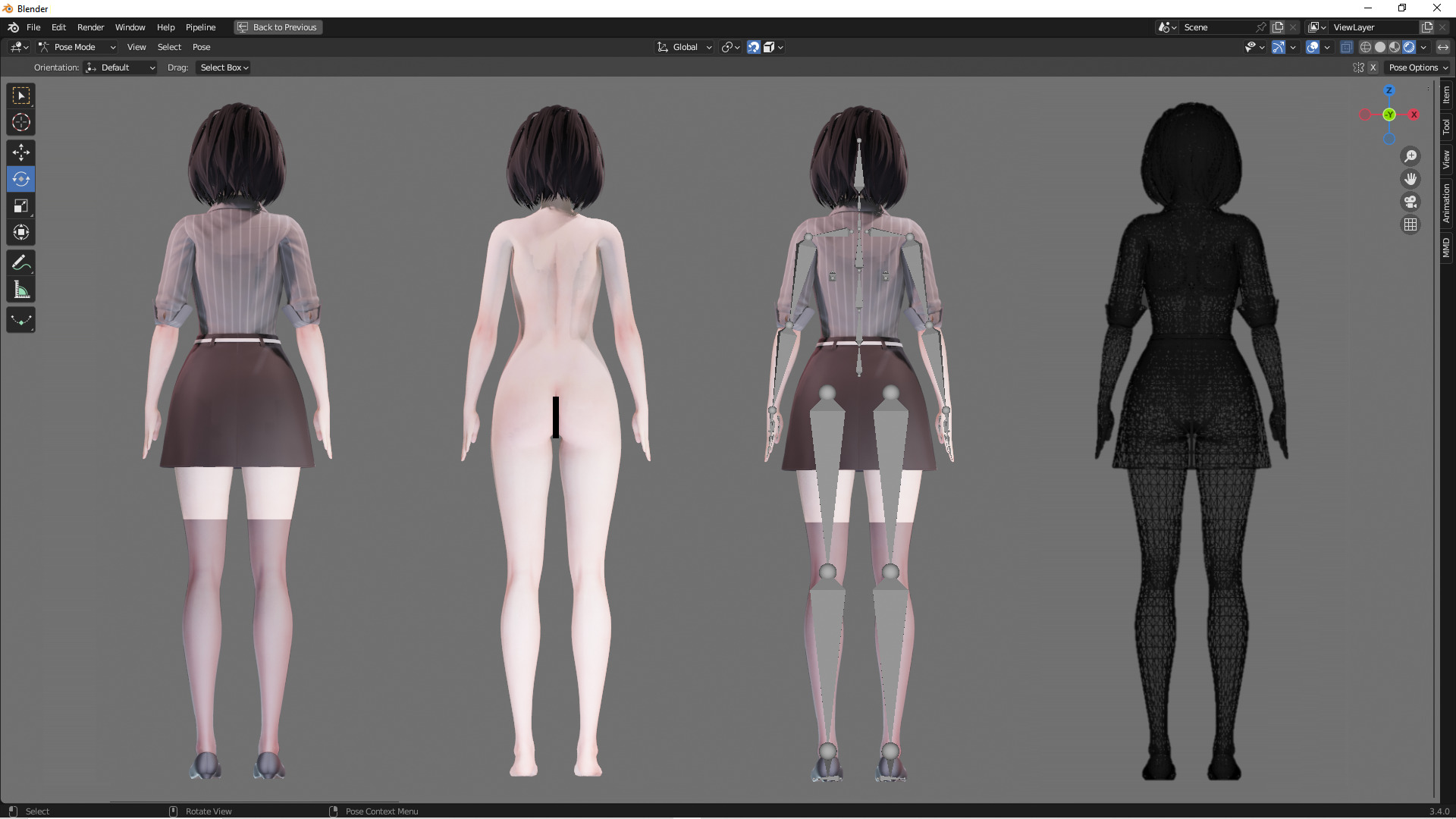 Casual clothes 0020 - Rig -Unreal - Unity - Blender - Animated Low-poly 3D model_4