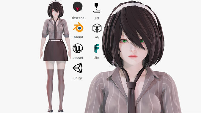 Casual clothes 0020 - Rig -Unreal - Unity - Blender - Animated Low-poly 3D model