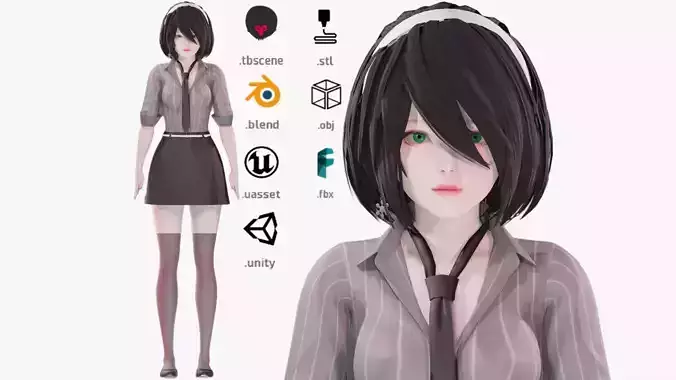 Casual clothes 0020 - Rig -Unreal - Unity - Blender - Animated