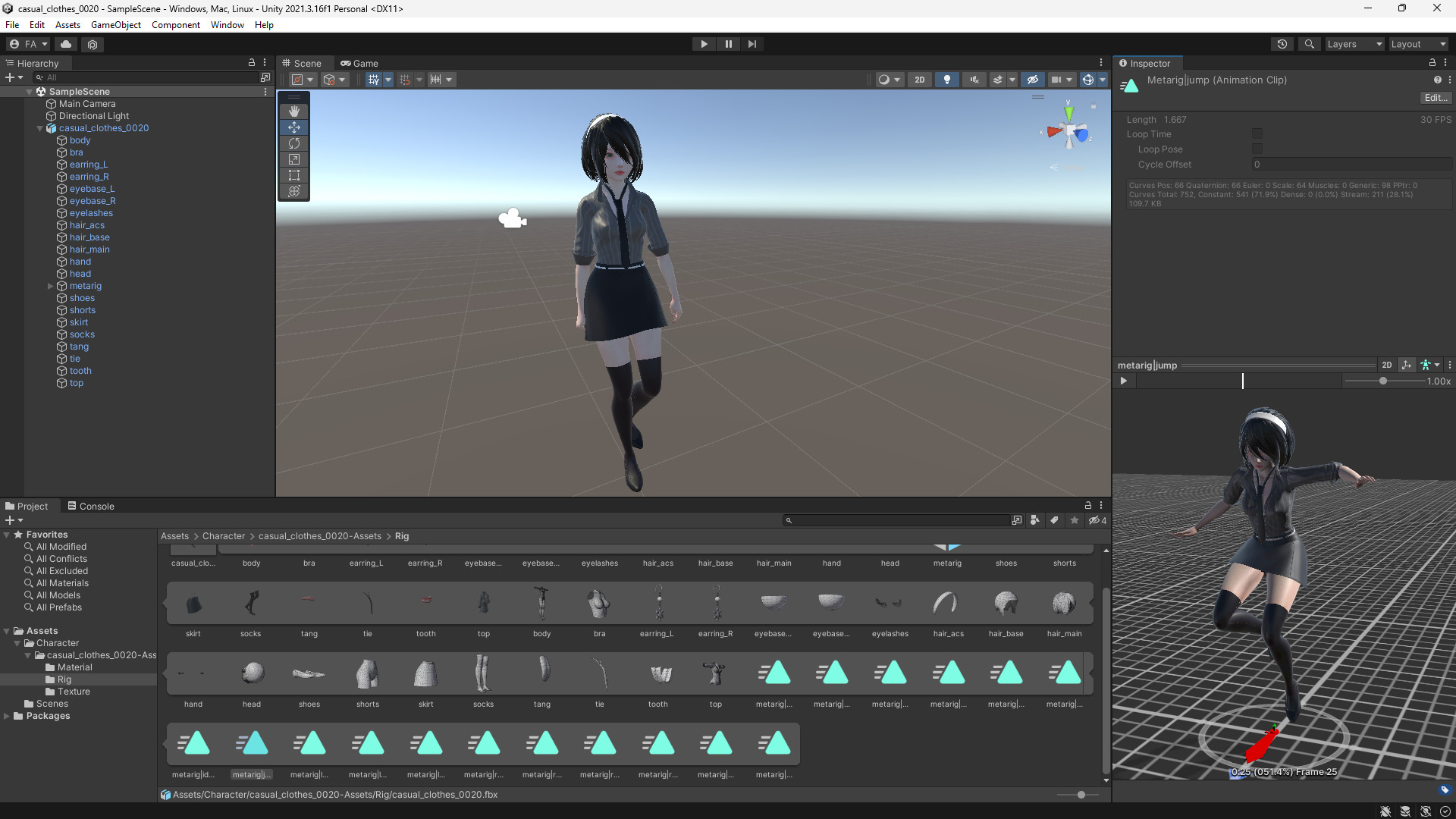 Casual clothes 0020 - Rig -Unreal - Unity - Blender - Animated Low-poly 3D model_9