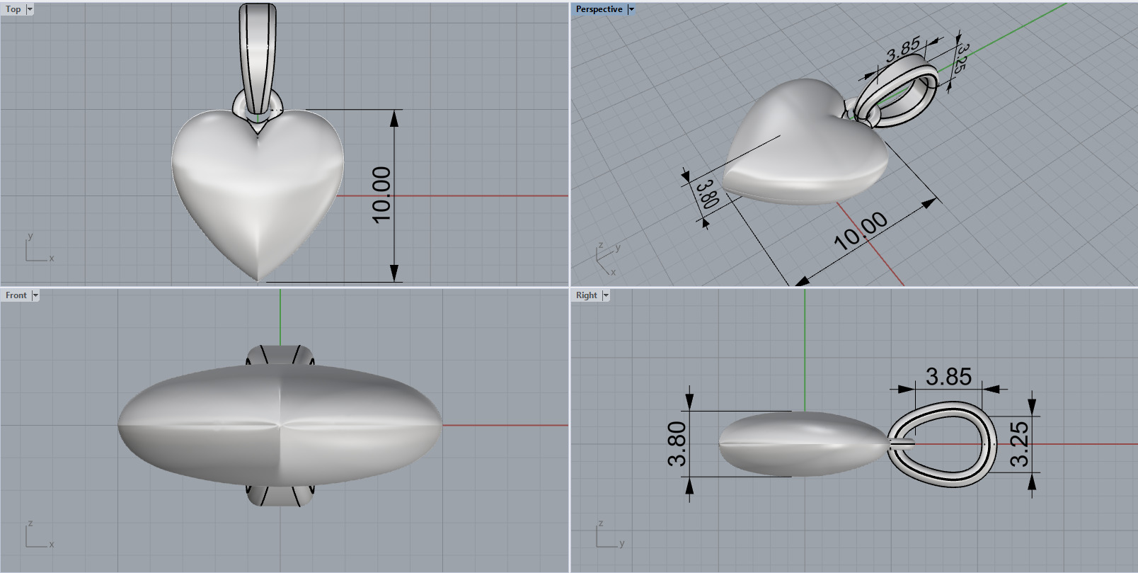 Heart pendant model 1160 3D print model_3