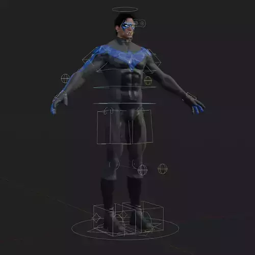 Nightwing 3D Model Jim Lee Fully Rigged PBR FBX Blender OBJ Low-poly 3D model