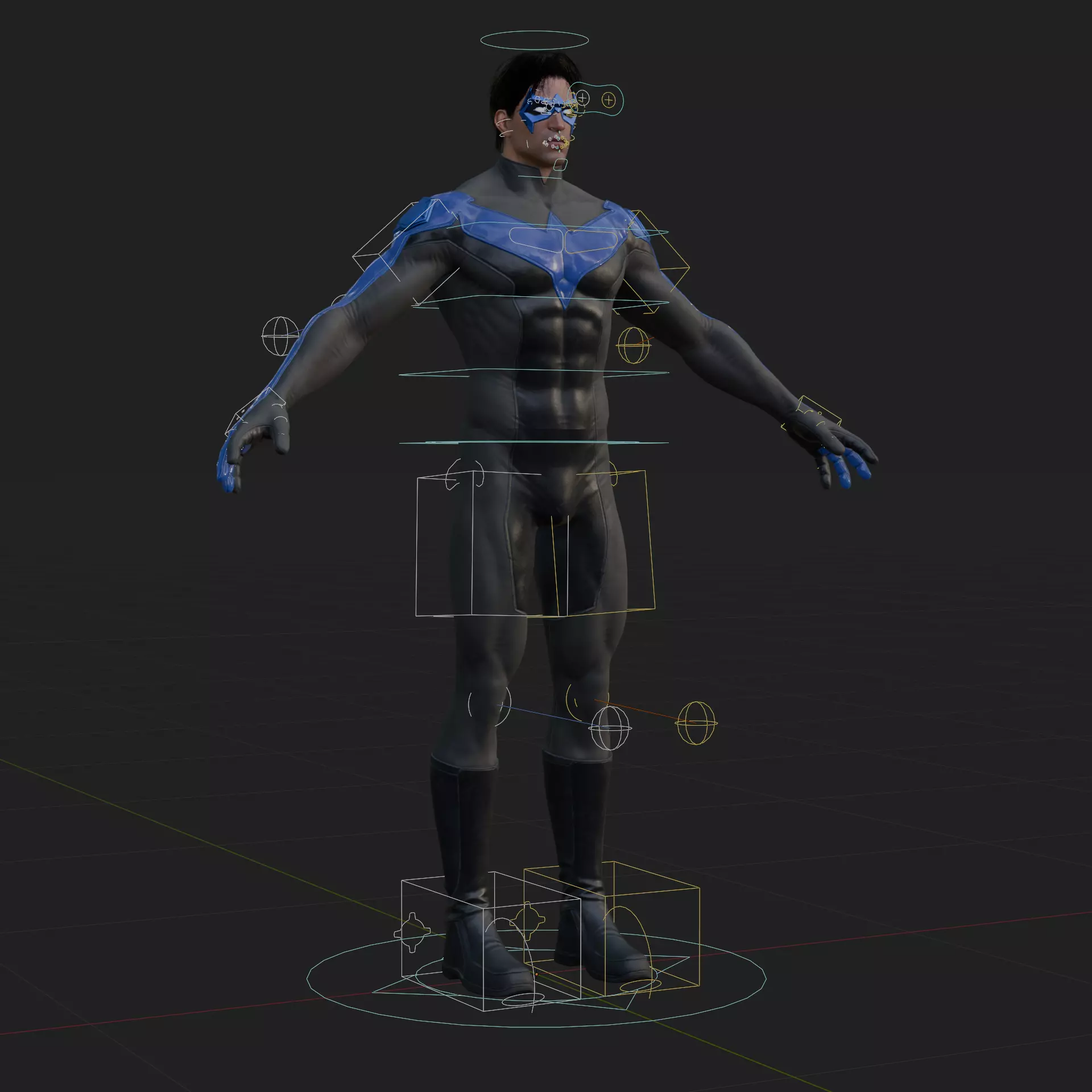 Nightwing 3D Model Jim Lee Fully Rigged PBR FBX Blender OBJ Low-poly 3D model_0