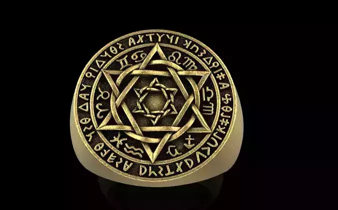 Talisman Seal Solomon Six-Pointed Star ring model 1165