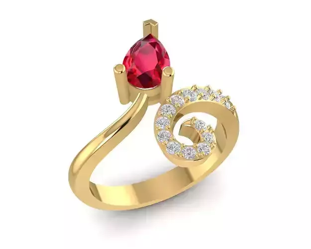 24a Art Jewelry  Pear Diamond Fashion Ring